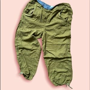 ANTHROPOLOGIE Olive Green Jacquard Ankle Tie Cargo Pants